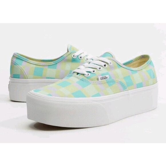 Vans Authentic Stackform Sneaker Checker Platform Colorful Gingham Pastel NEW 11 - Picture 1 of 10